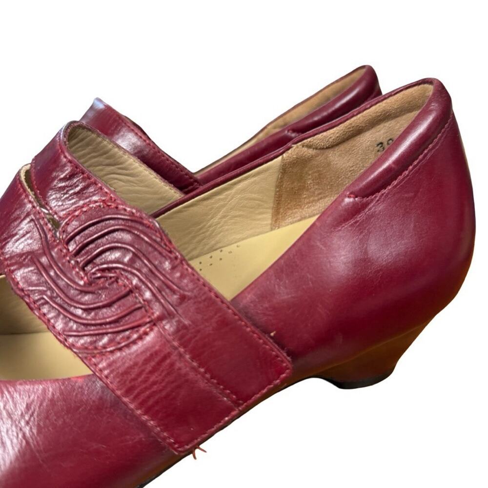 Ziera Kumfs Veil Burgundy Kitten Heels Mary Jane Leather Shoes Comfort 39/ 8.5 W - Picture 10 of 16